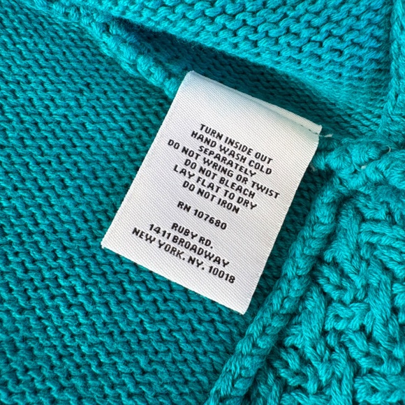 Ruby Rd sweater chunky knit open drape cardigan green - Picture 12 of 16